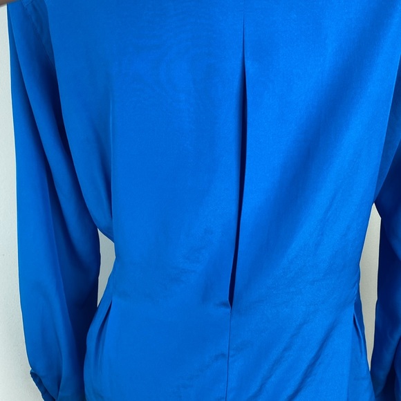 Vintage Christian Dior Pleated Detail Silky Button Down Blouse Blue Size Small 4 - Picture 9 of 14